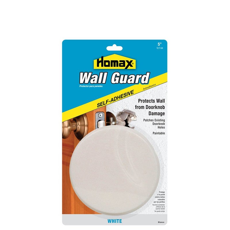 Homax Wall Guard, White, 5"", Self-Adhesive, Doorknob Protector